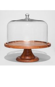 Wooden Cake Stand With <b>Glass</b> <b>Dome</b> For Creative Cake Arrangements Stylish Party Display And Home Entertaining - Product Image 5
