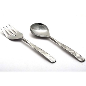 ชุดเซิฟเวอร์สลัดสแตนเลสสำหรับตกแต่งสลัดเซิร์ฟสลัดด้ามยาวดีไซน์นูน - Product Image 2