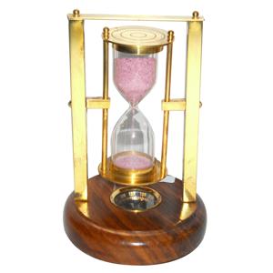Design unique de bonne qualité en laiton nautique sablier boussole sablier avec article en métal promotionnel maritime article de table en laiton - Product Image 1