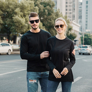 เสื้อยืดคอกลมแขนยาวสำหรับผู้ชายผ้าฝ้าย100% 180 GSM สำหรับทุกเพศสำหรับผู้ชาย OEM โลโก้ตามสั่งแบบธรรมดา - Product Image 5