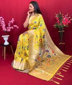 Saree en soie Pure Soft Pista Green Kanchivaram Pethani avec tissage Zari pur pour une tenue de fête par Fabzone - Product Image 3