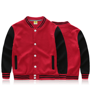 Chaqueta universitaria para niños con logotipo bordado personalizado al por mayor, sudadera deportiva de uniforme escolar de invierno, béisbol infantil teñido liso - Product Image 1