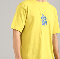 T-shirt personnalisé unique jaune 2025, t-shirt uni à imprimé en relief, coton, t-shirt homme slim fit, imprimé en relief 3D, prix bas