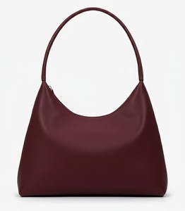 Burgundy Vintage Pebbled Leather Hobo <b>Bag</b> Women <b>Slouchy</b> Shoulder Purse Minimalist Designer <b>Tote</b> Zipper Closure Water Resistant - Product Image 2