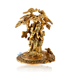 Radha Krishna <b>Statue</b> <b>Gold</b>-Plated Metal Welding Technique Tableware for Home Decoration & Gifting Brings Peace and Serenity - Product Image 3