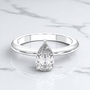 1.15 carat E-F/VVS-VS poire et forme ronde Moissanite diamant broche ensemble solitaire bague de fiançailles en argent pour les femmes - Product Image 4