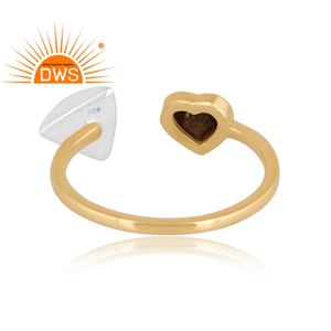 Nouvelle tendance Design laiton plaqué or 18 carats or naturel éclat obsidienne bague en pierres précieuses Demi bijoux fins pour les femmes cadeau pour elle - Product Image 4