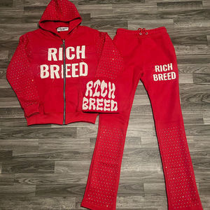 ชุดวอร์มฤดูหนาวสำหรับผู้ชายซักด้วยกรดกางเกงมีฮู้ดทำจากเทอร์รี่ระบายอากาศได้ดีกางเกงสเวตเตอร์ปักลายตัวอักษรสีล้วนล้วนล้วน - Product Image 2