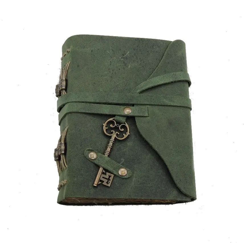 Leather Journal Diary Antique Handmade Bound Unisex With Lock & Key Unlined Paper Travel and Notebooks to Write 7" x 5"