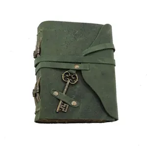 Leather Journal Dagboek Antieke Handgemaakte Gebonden Unisex Met Lock & Key Ongevoerd Papier Reizen En Notebooks Te Schrijven 7 "X 5"