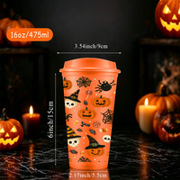 Gobelet à café en plastique personnalisé avec logo, 16 oz, gobelet d'Halloween avec couvercle, finition mate, gobelet réutilisable, vente en gros directe d'usine