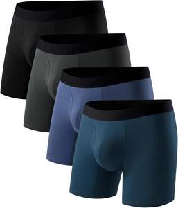 Boxers classiques pour hommes en coton mélangé, respirants, légers, doux au toucher, extensibles, confortables, taille élastique, vêtements intérieurs décontractés et respectueux de la peau - Product Image 1