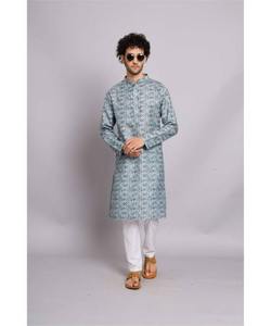 Arabic <b>Indian</b> Punjabi Kurtassalwarkurta Design for Men Green Wedding Latest Style AchkanBandhgalaSherwani <b>Fabric</b> - Product Image 2