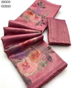 Nuevo tejido de seda Crush Saree con estampado floral digital para fiestas y bodas usable de mayorista indio - Product Image 3