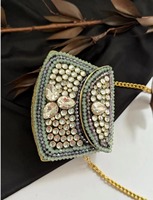 Pochette de soirée blanche en mosaïque Kundan, de créateur indien, faite à la main, pour femme, accessoire de mode ethnique pour mariage et fête
