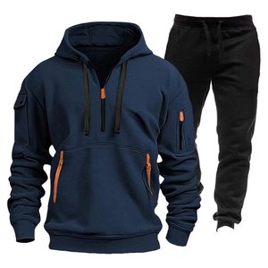 Conjunto de Sudadera con Capucha y Pantalones Deportivos de Invierno para Mujer, Estampado, con Cierre de Cremallera de un Cuarto, Manga Larga de Felpa - Product Image 3