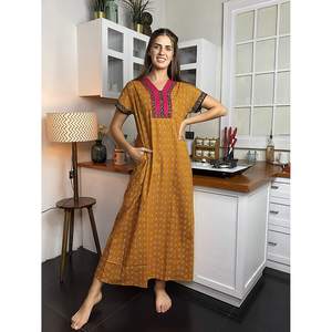 Evolove Camisón Casual de Algodón Estampado Floral para Mujer, Manga Media, Largo Completo, Tejido Suave y Cómodo, Tallas M a XXXL - Product Image 5