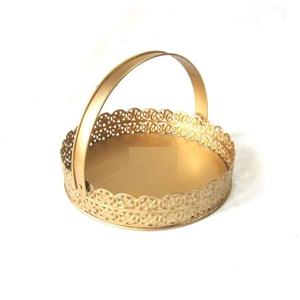 Panier de service de fruits en fil de fer perlé fait à la main avec poignée ensemble de 3 paniers de placage à l'or de dernière conception - Product Image 6