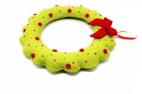 Kriti Craft Karangan Bunga Natal Berkualitas Tinggi Buatan Tangan 100% Wol Selandia Baru 40cm Bordir Manik-Manik Hijau Natal