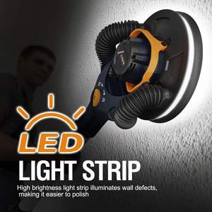 Lijadora orbital aleatoria de paneles de yeso de 4 mm sin escobillas 350W 3.5A, herramienta lijadora eléctrica plegable para paredes con 1 y 2 modos, conmutación de succión y memoria, 220V - Product Image 6