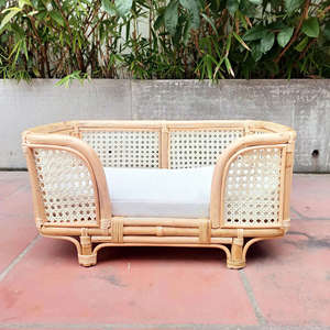 Rattan Cane Pet <b>Bed</b> With Cushion Natural Handwoven <b>Dog</b> Cat Sofa Indoor Decorative Pet Furniture Cozy Comfortable Seat in Vietnam - Product Image 4