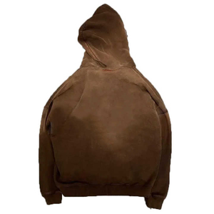 Cremallera completa serigrafiada bordada lavada con ácido de peso pesado personalizada para hombres nuevas sudaderas con capucha básicas, sudaderas con capucha mezcladas de algodón - Product Image 2