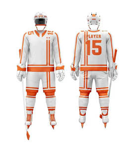 Ensemble uniforme de hockey sur glace pour homme adulte, 100 % polyester, tissu 280 g, séchage rapide, respirant, emplacements pour logo personnalisé (gauche) - Product Image 1