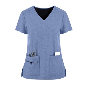 Ensemble de gommage pour femmes en gros Haut à col en V doux au toucher Jogger Tailles avec logo personnalisé Couleurs Ensemble de gommage pour hôpital médical en gros à bas prix - Product Image 1