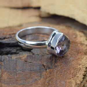 Anillo clásico de plata maciza 925, joyería para mujer, Plata de Ley 925, amatista, piedras preciosas, estilo bohemio, anillo hecho a mano, regalo para mamá - Product Image 3