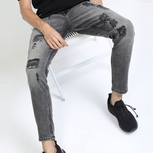 Street Style Custom Design Ripped Pant High Waist <b>Men</b> Clothing Denim Pant Wholesale High Quality <b>Men</b> Distressed <b>Jeans</b> Pant - Product Image 2