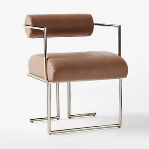 Sedia in metallo in pelle marrone chiaro Motto
