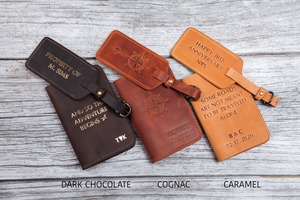 ชุดซองหนังใส่หนังสือเดินทางและป้ายกระเป๋าเดินทางทำจากหนังที่ LPT-0058โลโก้ได้ตามต้องการ - Product Image 3