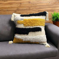 MORE Coussins et oreillers carrés en coton tufté de style bohème brodés avec des pompons, personnalisables pour la maison et l'hôtellerie