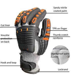 Guantes de mecánico de cuero sintético antivibración con protección antiimpacto resistentes a cortes transpirables sin silicona sin polvo - Product Image 2