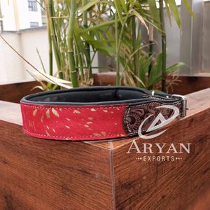 100% cheveux naturels sur cuir de vachette métallique collier de chien de marque usiné à la main collier rembourré occidental gravé collier pour animaux de compagnie en cuir véritable - Product Image 1