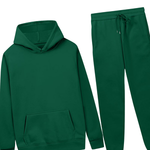 Conjunto Deportivo Informal de Felpa de Algodón, Sudadera con Capucha y Pantalones Deportivos Verdes Unisex, para Gimnasio, Entrenamiento, Ropa de Invierno - Product Image 3