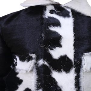 Veste en cuir de vachette premium pour homme 2026, imprimé vache noir et blanc, fermeture éclair - Product Image 4