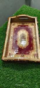 Elegante bandeja de café de madera con acento con diseño Meena, perfecta para suministros interiores del hogar, bandeja de servicio elegante para uso diario - Product Image 4