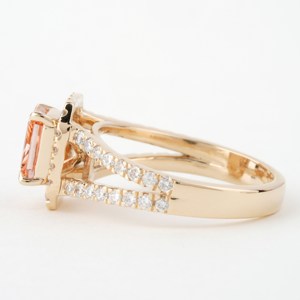 Bague de mariage en diamant CVD coupe brillante rayonnante de couleur Orange vif avec coupe ronde pavé réglage cadeau de fiançailles bague à tige fendue - Product Image 4