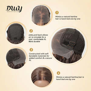 Lyna C-DWY 13*6 Glueless Synthetic <b>Wig</b> Lace Front <b>Long</b> Beach Wave for Ombre Blonde with Highlight Transparent Lace Color - Product Image 5