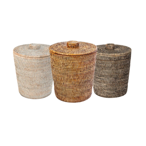 Cestas de almacenamiento tejidas artesanales de ratán con opción de tapa para dormitorio, Cocina, Restaurante, directamente desde Vietnam - Product Image 3