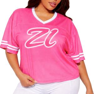 Jersey de Fútbol Americano Personalizado en Malla Rosa para Mujer, Estilo Holgado, Transpirable, Hip Hop, Uniforme de Juego, Moda Y2K - Product Image 2