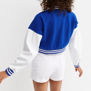 100% Material de lana personalizado transpirable hecho chaqueta universitaria corta para mujer 2025 diseño de cierre personalizado chaqueta universitaria corta transpirable - Product Image 2