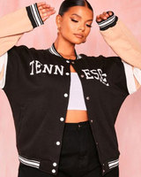 Veste universitaire pour femmes, veste universitaire tendance pour lycéennes, veste de baseball fantaisie tendance en vert pour filles