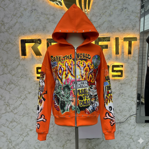 Servicio de OEM ahora disponible en Sudadera con capucha de cremallera de tasa ajustable amarillo impreso hecho en fábrica precio barato sudaderas con capucha para hombres - Product Image 5