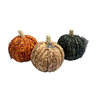 Panier tissé à la main en usine panier-cadeau en rotin en plastique en forme de citrouille avec couvercle pour le stockage d'Halloween