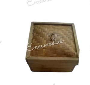 เกี๊ยวทรงสี่เหลี่ยมทำจากไม้ไผ่ธรรมชาติเป็นมิตรกับสิ่งแวดล้อมพร้อมฝาปิดสไตล์ติ่มซำสำหรับอาหารจีน - Product Image 4