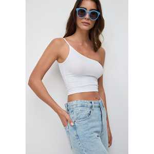 Blusa Corta Casual con Tirantes y Manga Corta con Logotipo Frontal - Product Image 2