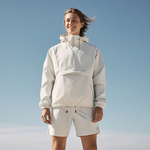 Costume de jogging ensemble court coupe-vent en nylon ensemble de shorts hommes imperméable deux pièces coupe-vent vêtements de rue ensembles de shorts de pluie hommes - Product Image 3