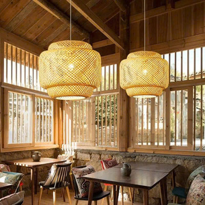 Lámpara de bambú única, diseño colgante hecho a mano, estilo ecológico, crea una iluminación cálida para casas, resorts, restaurantes e interiores - Product Image 2